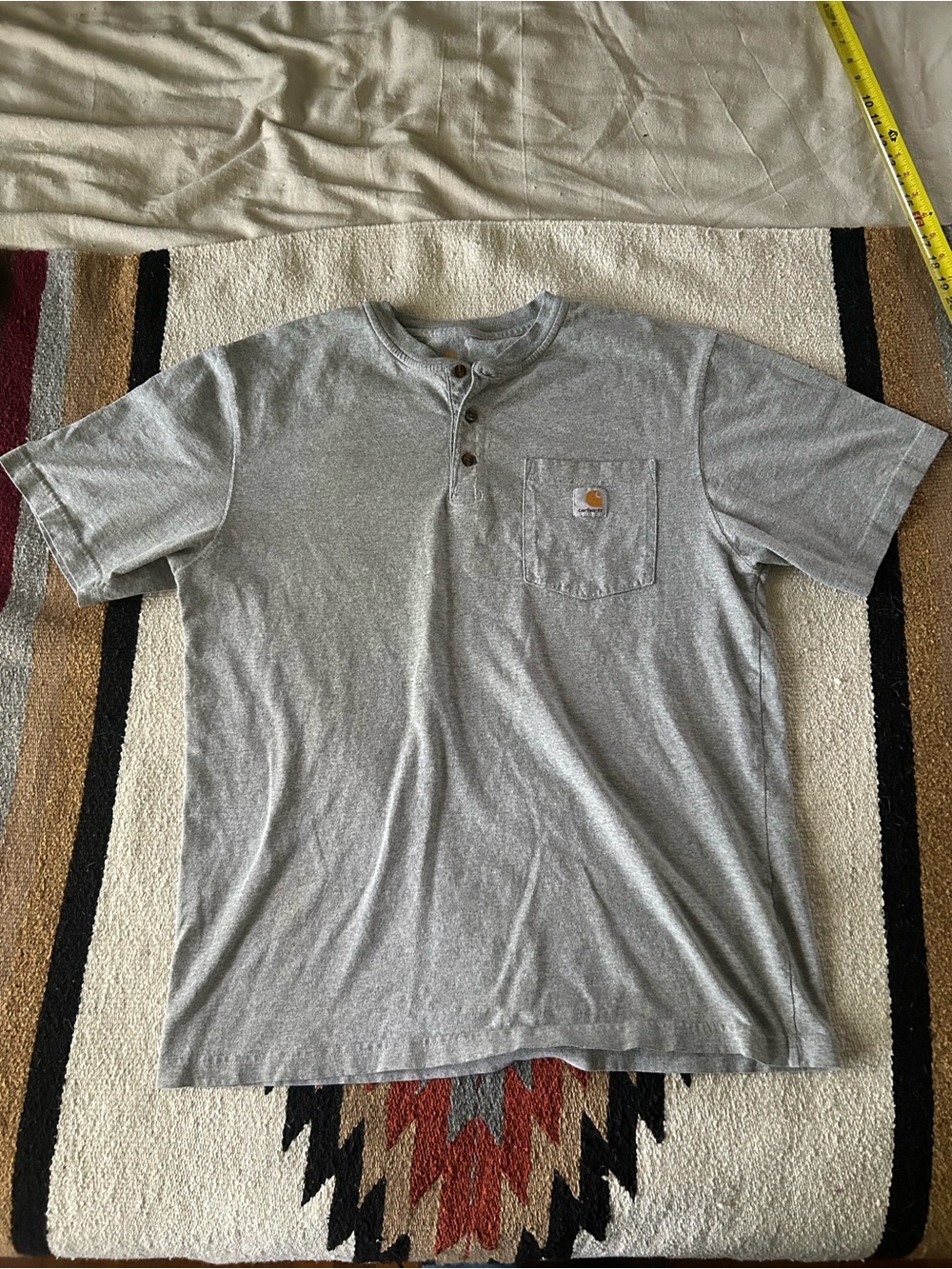 Carhartt Gray Short-Sleeve Henley with Pocket